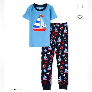 NWT Boys Gymboree Seaside Sailboat All Aboard Cotton 2 piece pajamas Size 10